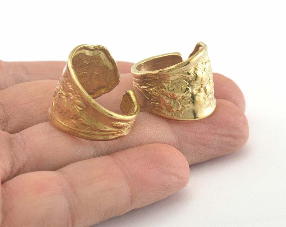 Flower Spoon Ring Adjustable Raw Brass (18mm 8US inner size ) 961