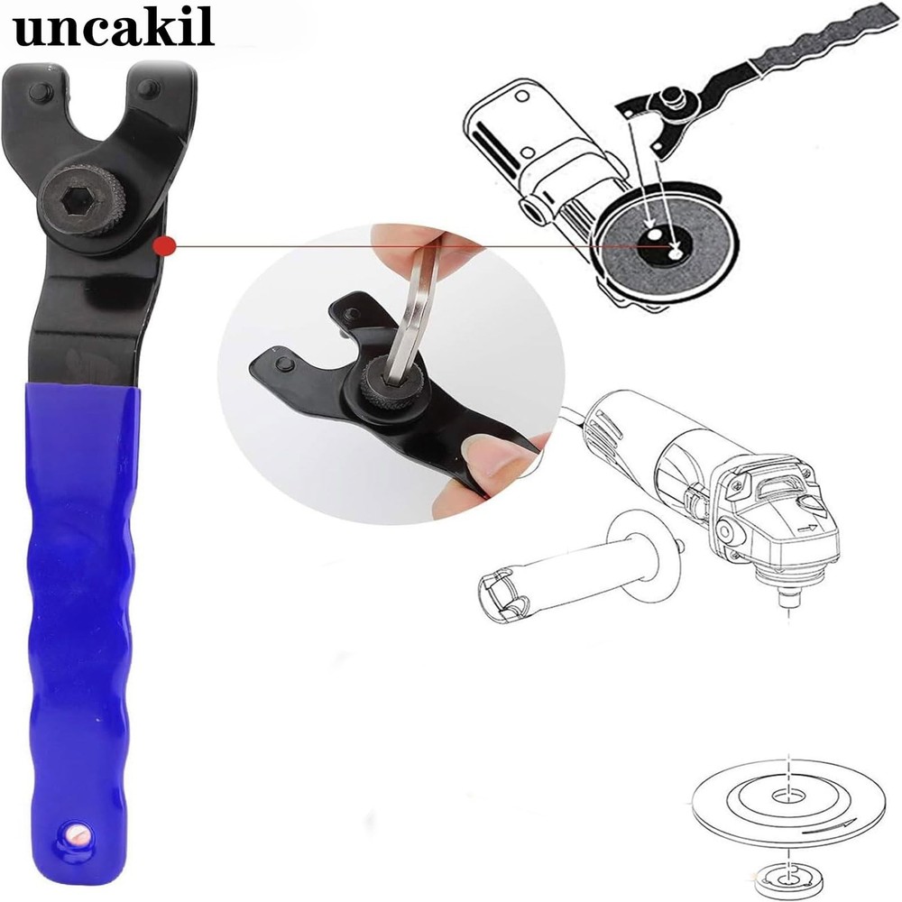 uncakil Universal Adjustable Angle Grinder Wrench for 4-9” Grinders (Blue)
