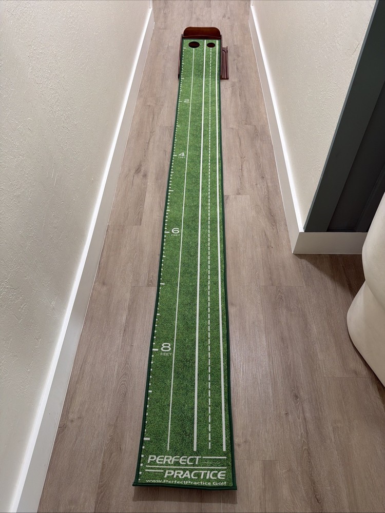 Perfect Practice Golf Putting Mat - Wood 9’