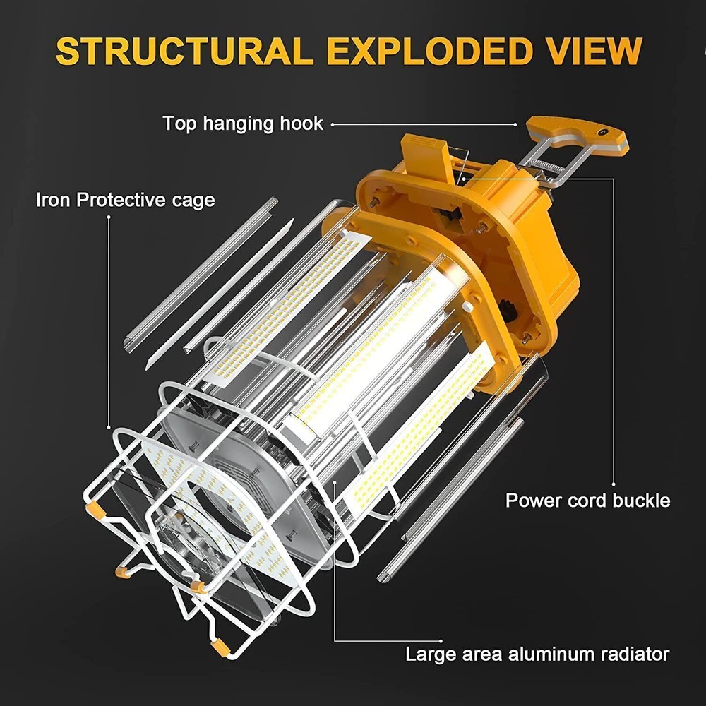 100W LED Temporary Work Light Linkable Warehouse Workshop Hanging Lamp Portable
