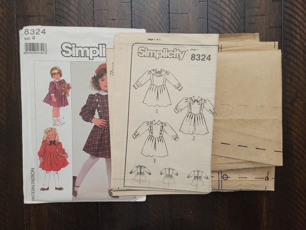 Vintage Simplicity Childs' Dress Pattern #8324 Size 4 CUT