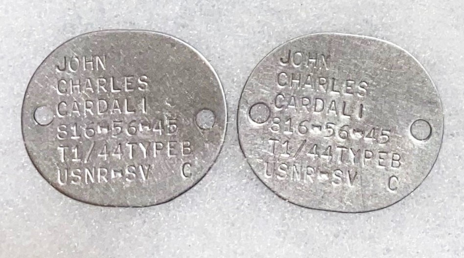 WWII USNR John Capdali T-44 Dog Tag Set