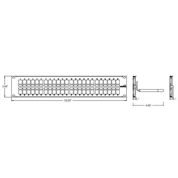 Leviton 49255-H48 Flat Quickport 2RU 48-Port Patch Panel Black