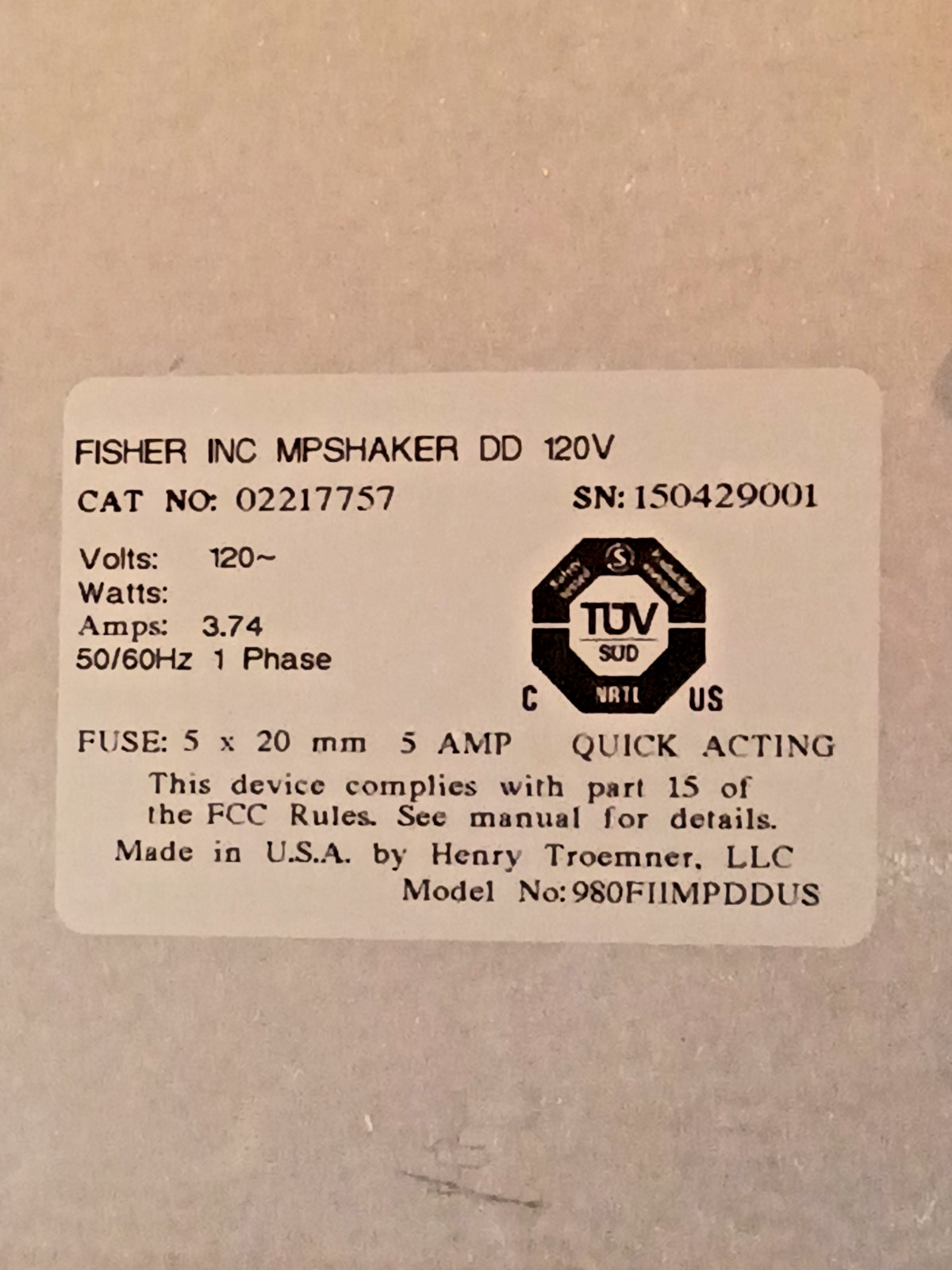 Fisherbrand Incubating Microplate Shaker w/ Cover 02217757 Incubator Mixer