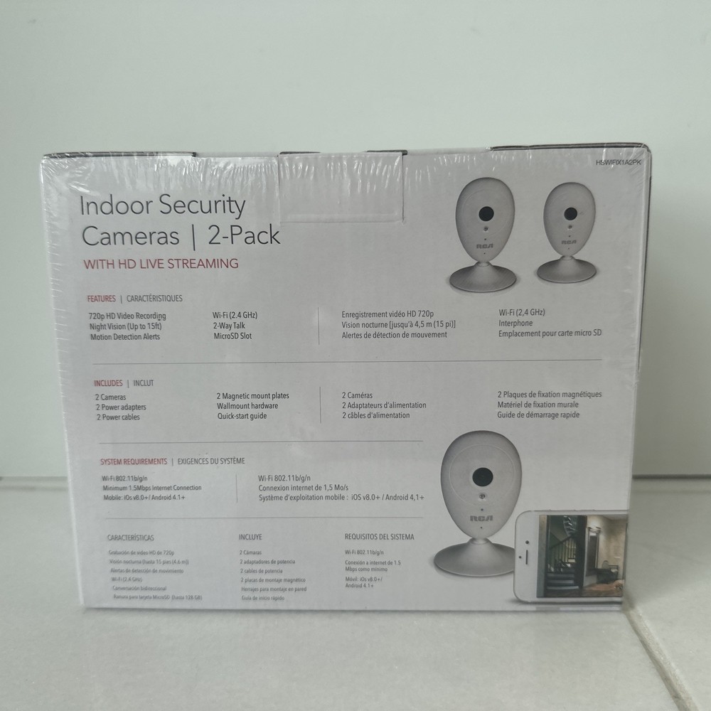 RCA Indoor Security Camera 2 Pack Model HSWIFIX1A2PK