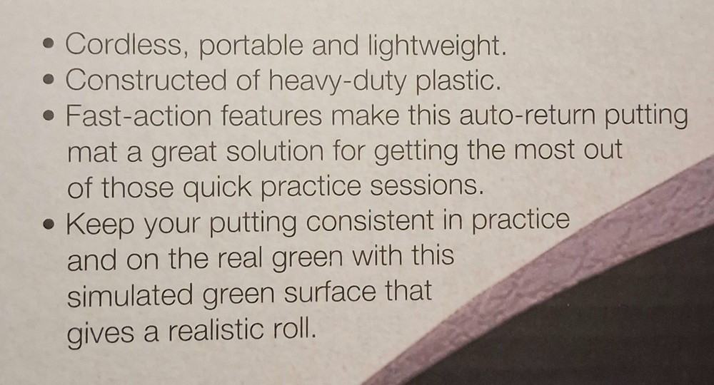 Brookstone Automatic Golf Ball Return Indoor Putting Practice Cup Training Put