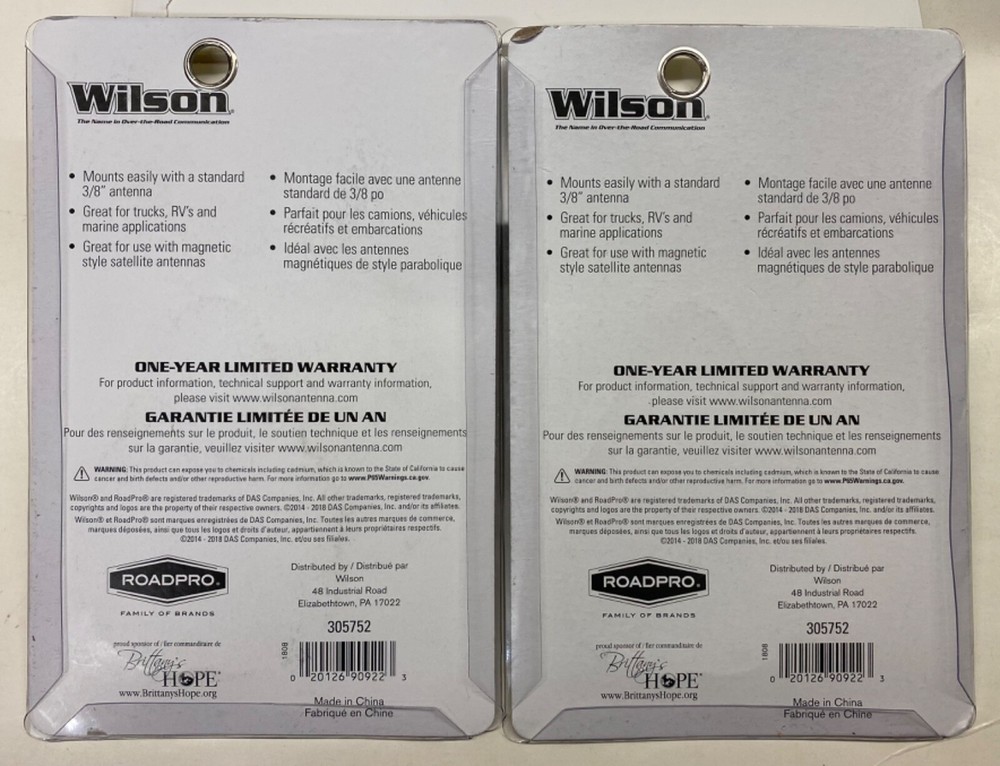 2/$12.99 Wilson Flat Mount (305752)