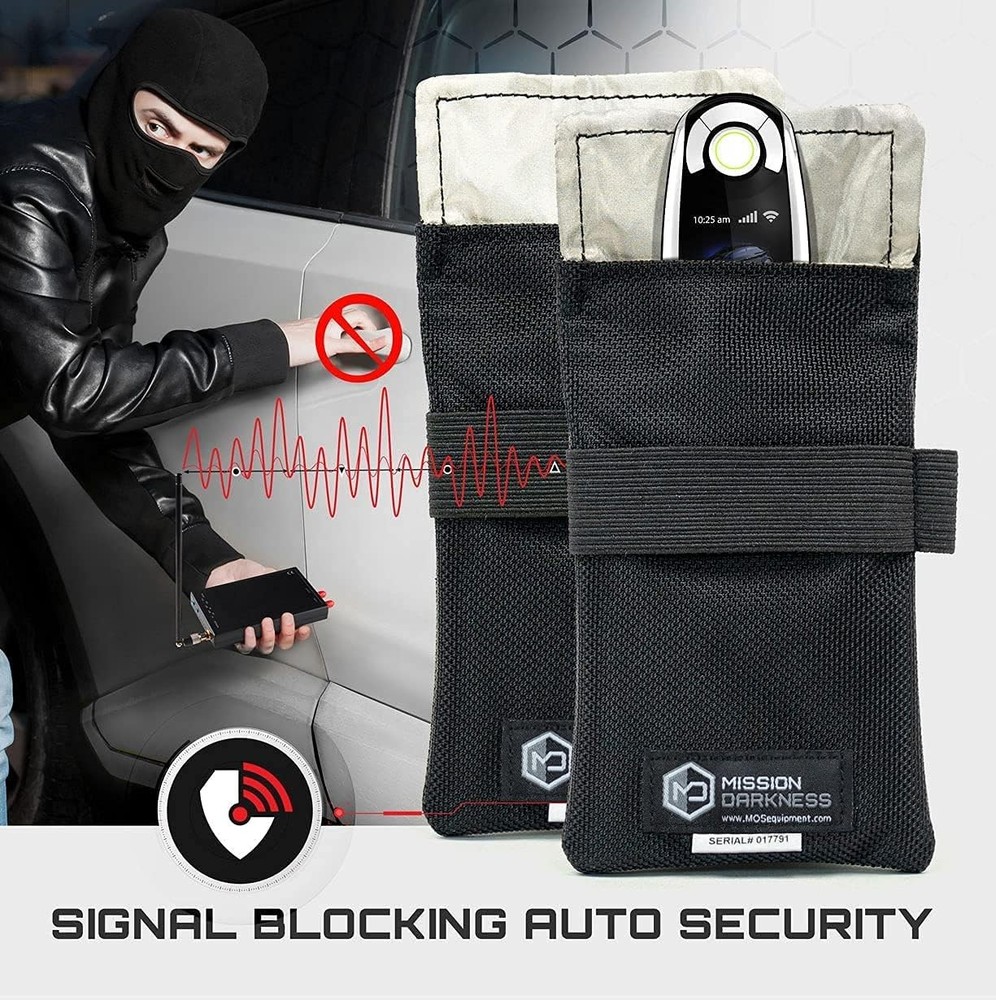 Mission Darkness Faraday Bag for Keyfobs (2-Pack) // RF Shielding Black