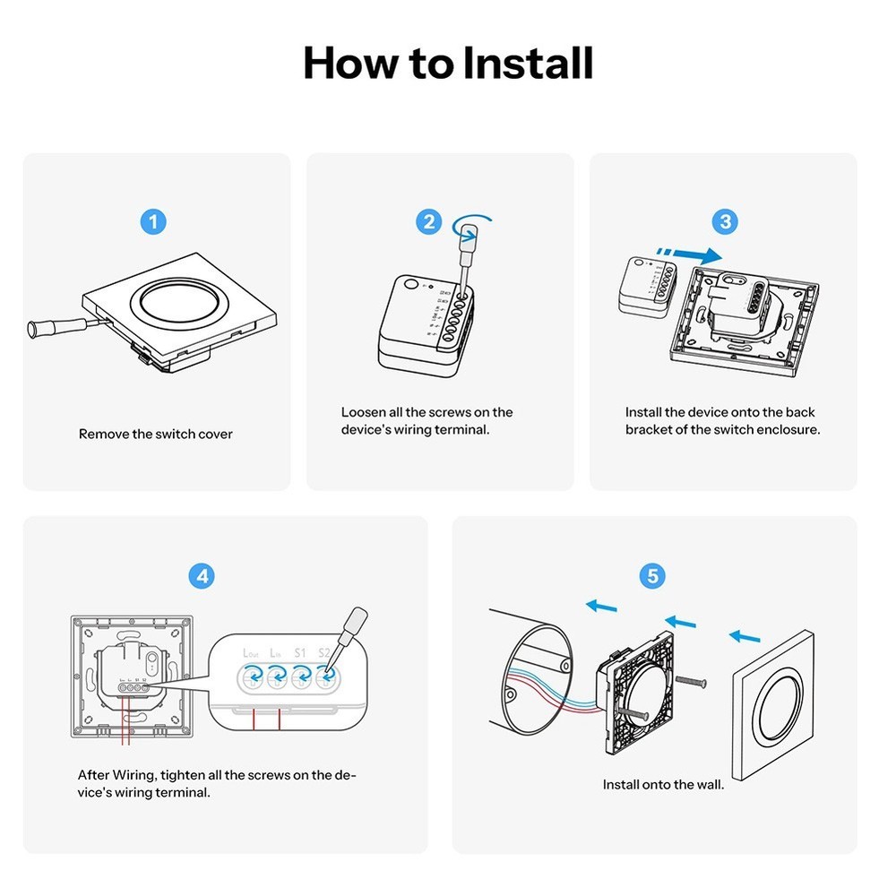 Wall Switch Housing for E1GSL Smart Switches Compatible with FORZBMINIL2 Module