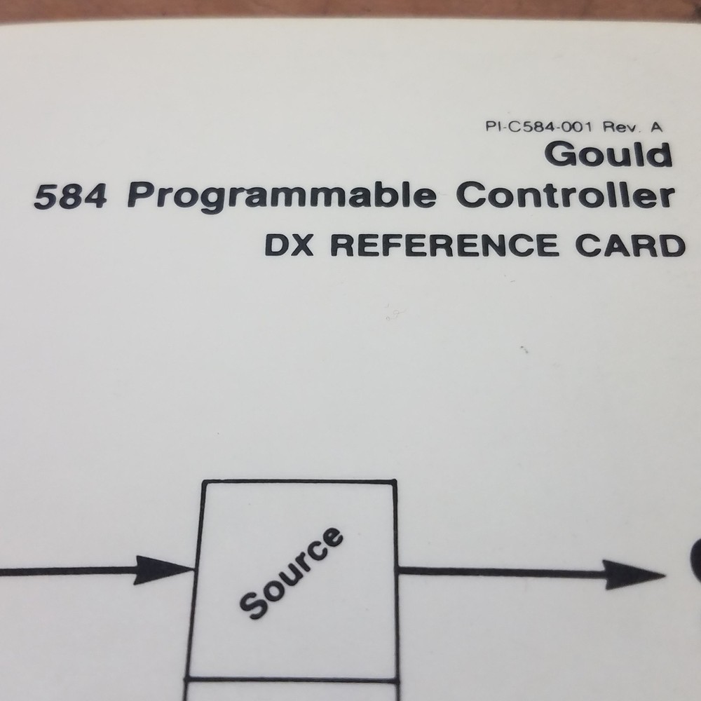 Gould PI-C584-001 Rev. A 584 Programmable Controller, DX Reference Card - USED