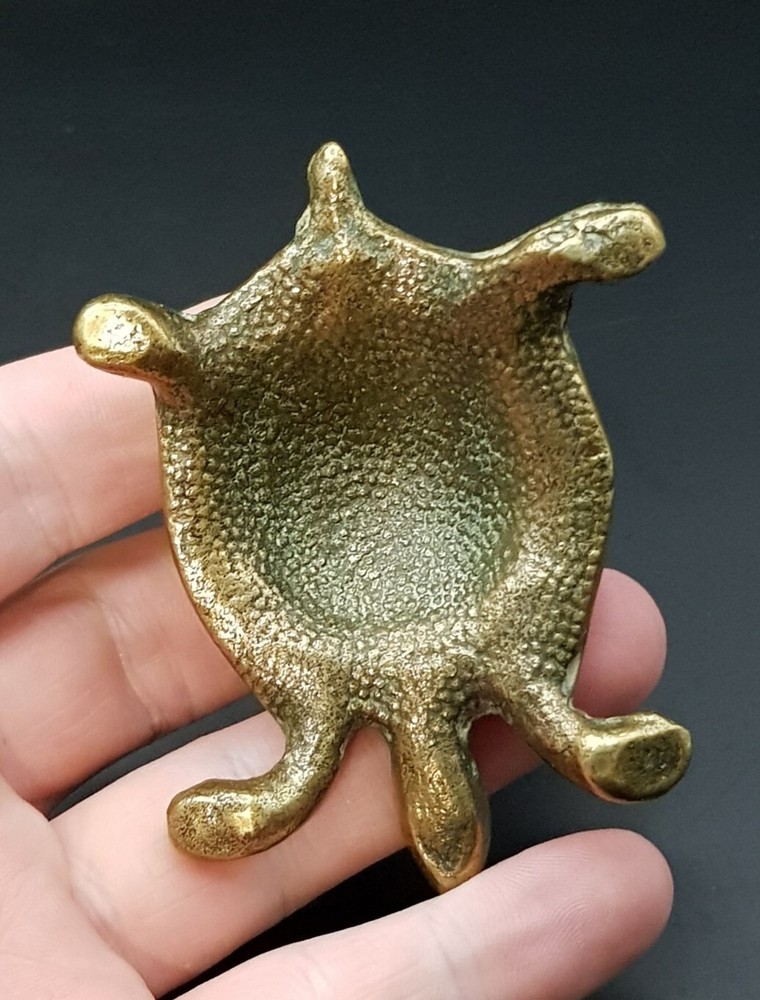 Small Vintage Solid Brass Turtle Tortoise Ornament - Display Piece - Paperweight