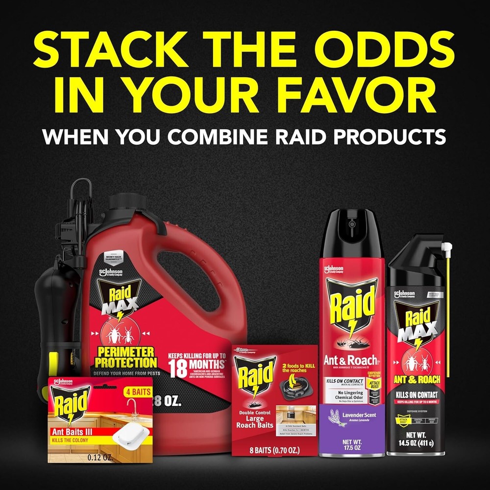 Raid Ant & Roach Killer Spray for Listed Bugs, Keeps Killing for Weeks, Lavender