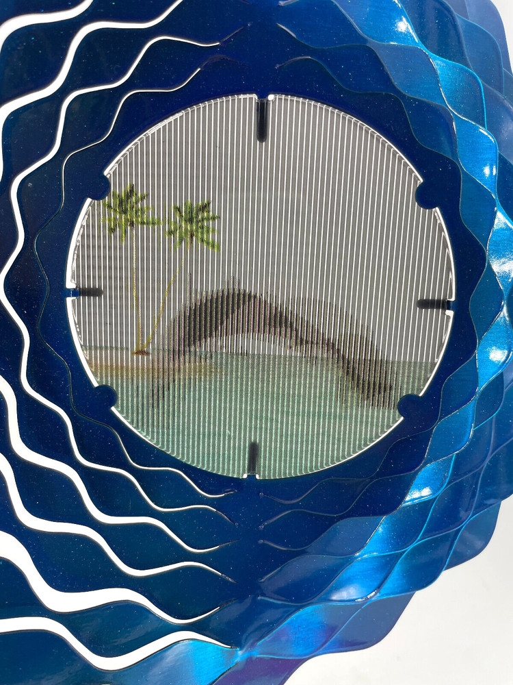 Blue Metal Wind Spinner 12" Dolphin #2024.49