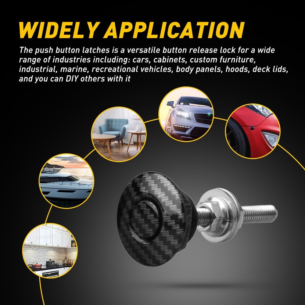 2PC Push Button Quick Release Hood Pins Bonnet Lock Clip Latch Bumper Universal