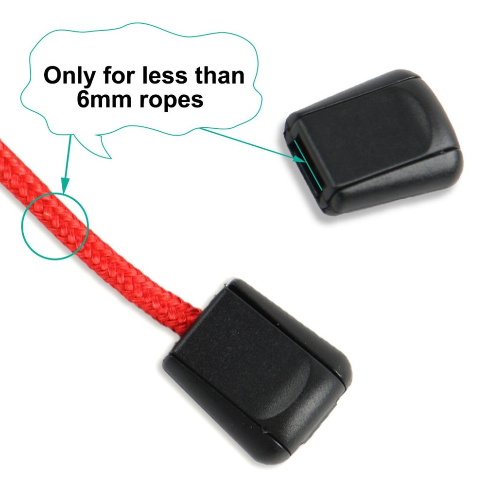 Plastic Sliding Rope String Drawstring Stopper Fastener Cord Lock Black 50pcs