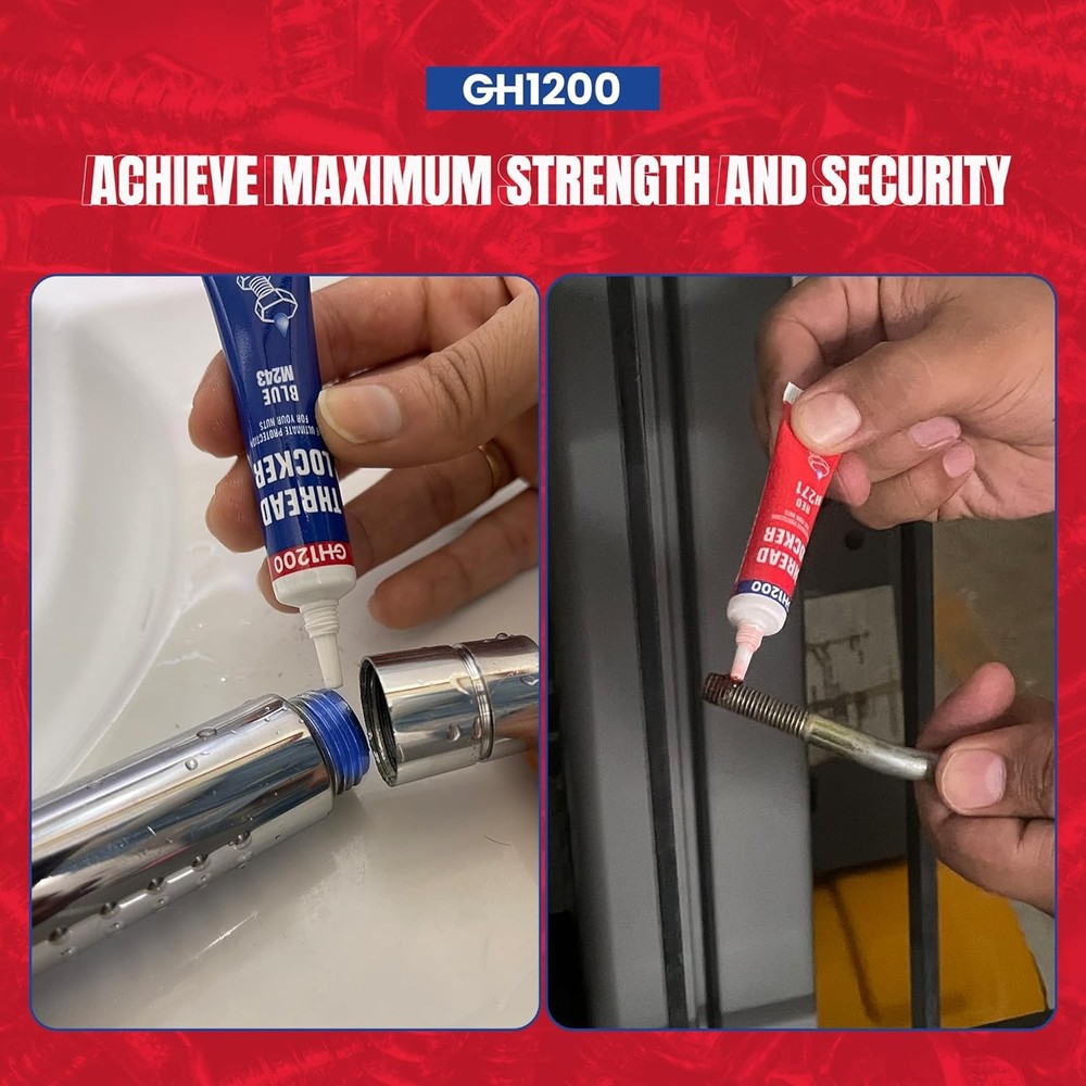 2 Pack Thread Lock Medium and Strong Strength, Threadlocker Lock Tight & Seal