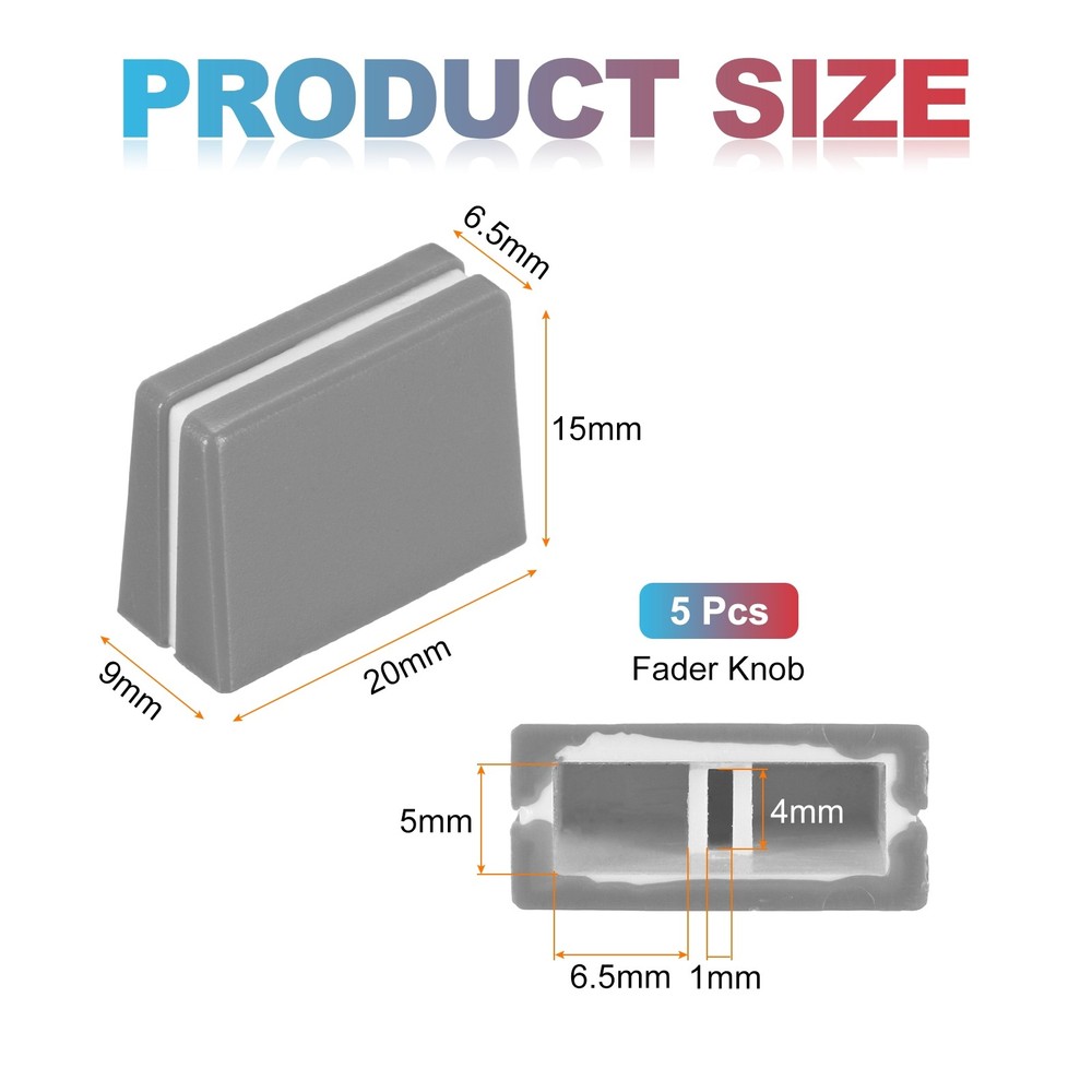 Universal Fader Knobs, Grey Mixer Fader Caps Plastic for DJ Console, 5Pcs