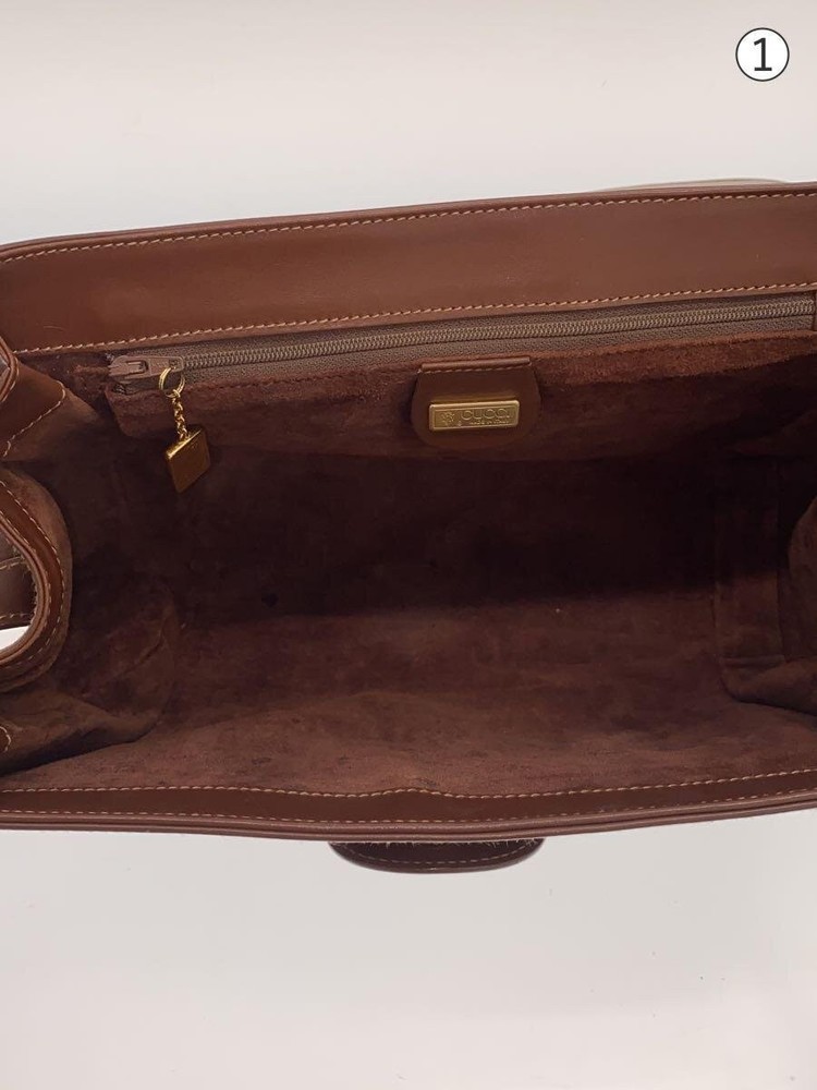 GUCCI Shoulder Bag Leather BRW Solid