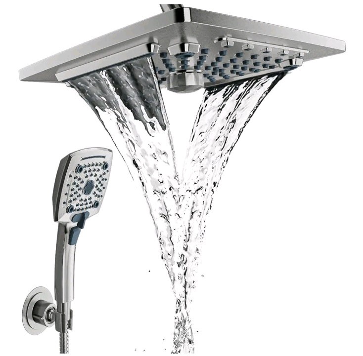 ELLO&ALLO Rain Shower Head with Handheld Spray, Rainfall Shower Head - Silver
