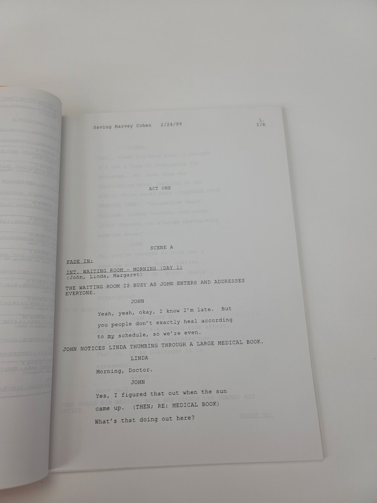 BECKER / Eric Cohen 1999 TV Script, Ted Danson "Saving Harvey Cohen"