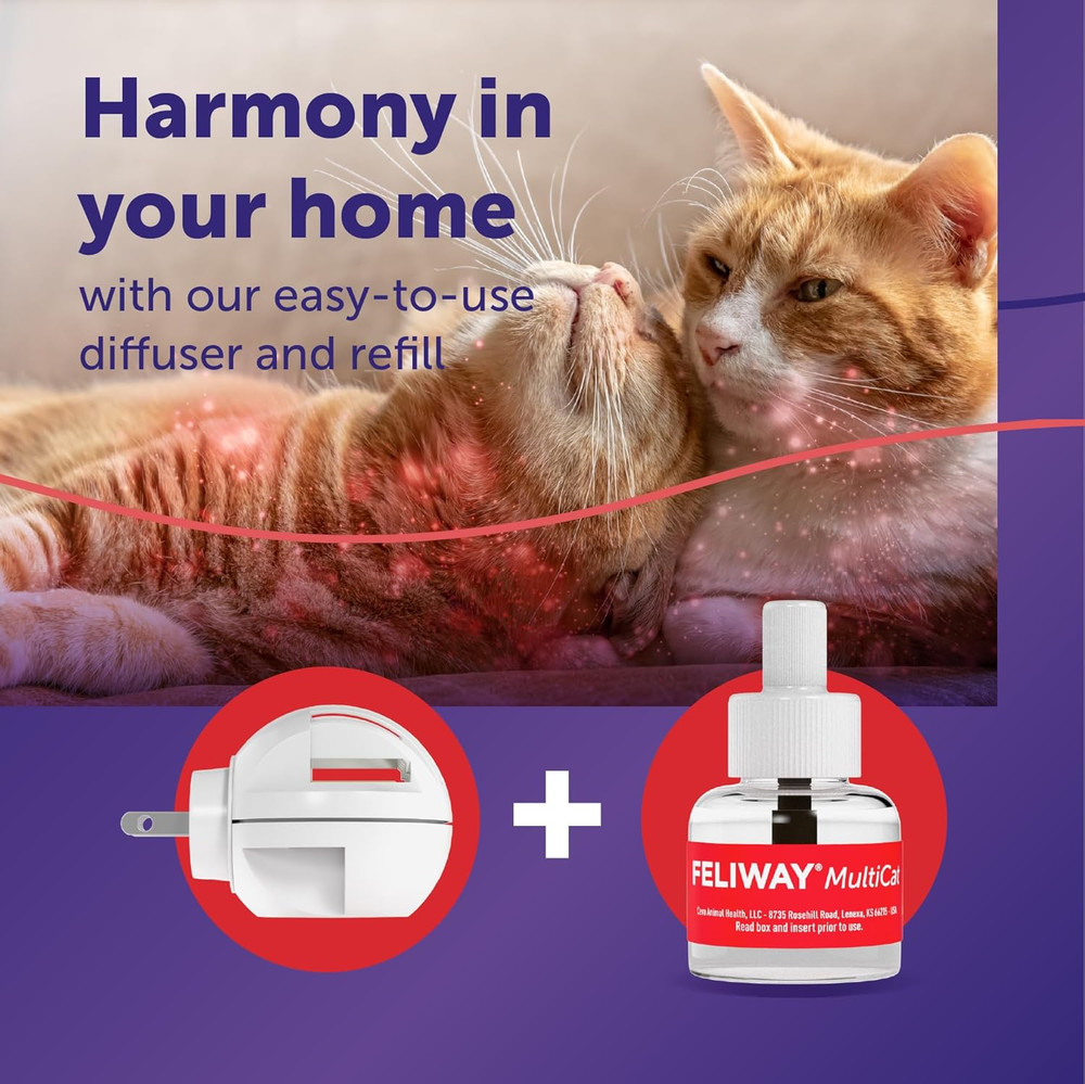 Multicat 30 Day Cat Calming Plug in Pheromone Diffuser Starter Kit, 48Ml - Helps