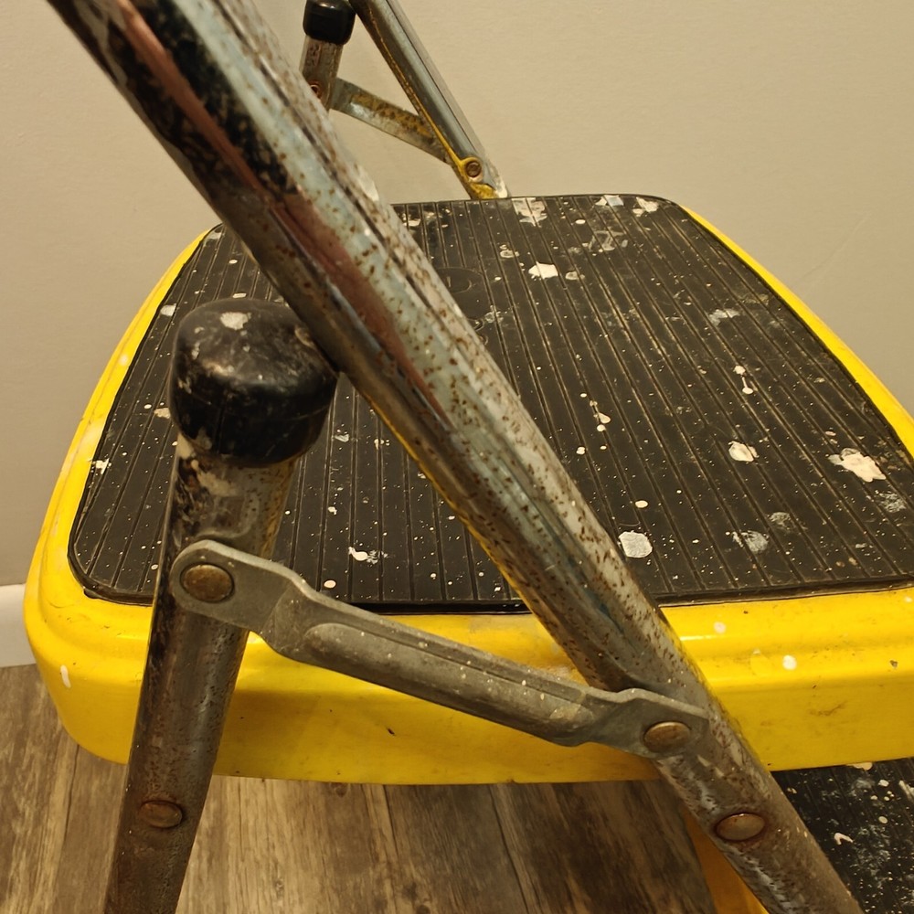 Vintage Chippy Yellow Cosco Folding 2 Step Stool