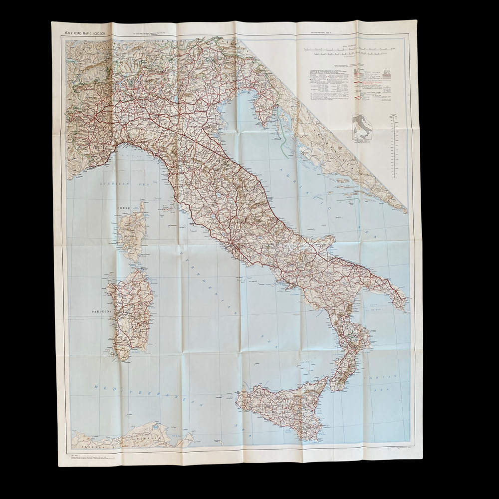 EXTREMELY LARGE WWII 1943 Italian Theater U.S. Army Operational Planning Map