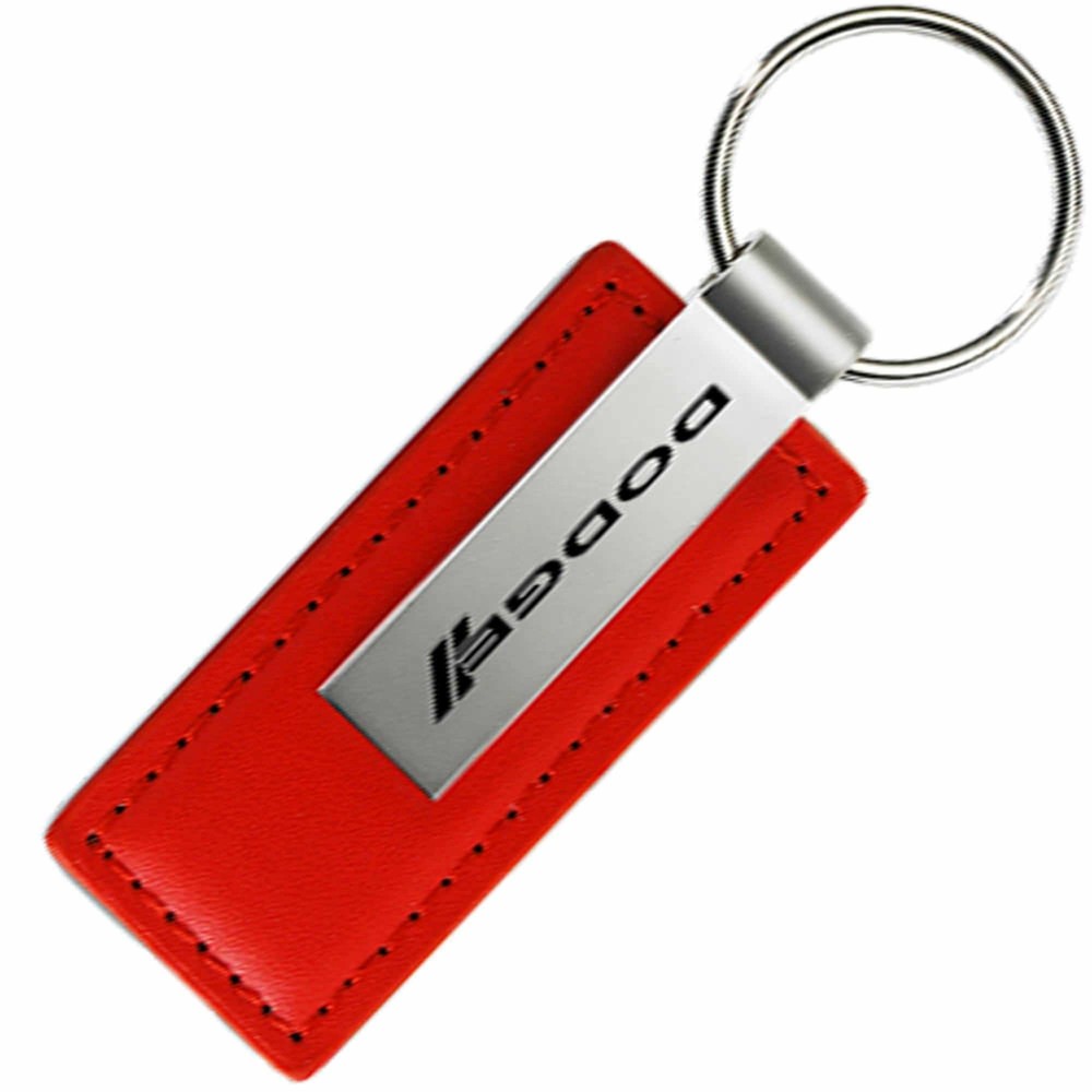 Dodge Stripe Leather Keychain (Red)