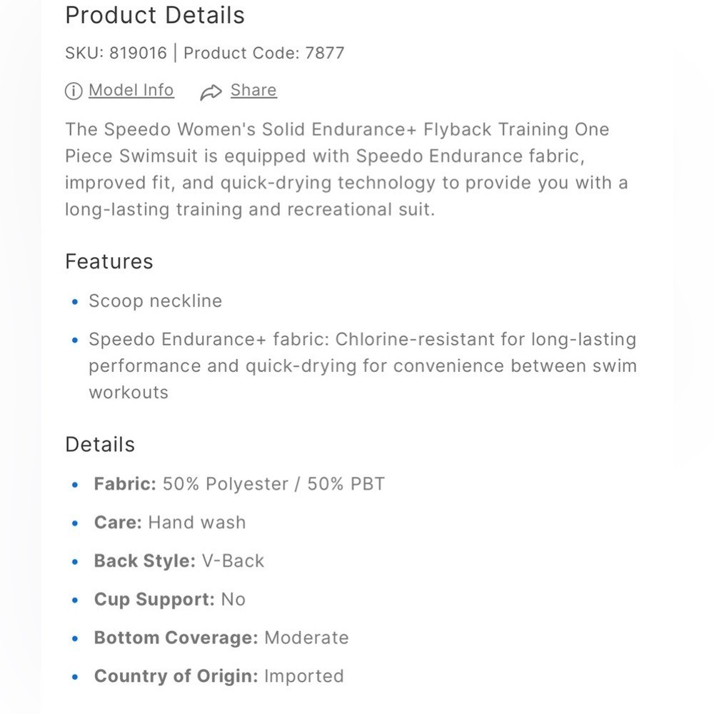 SPEEDO Endurance+ Flyback Training Swimsuit Blk/Blue 30