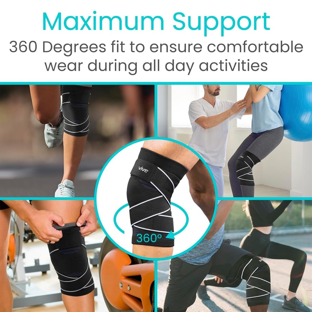 Vive Knee Compression Sleeve with Straps (2 Pack)