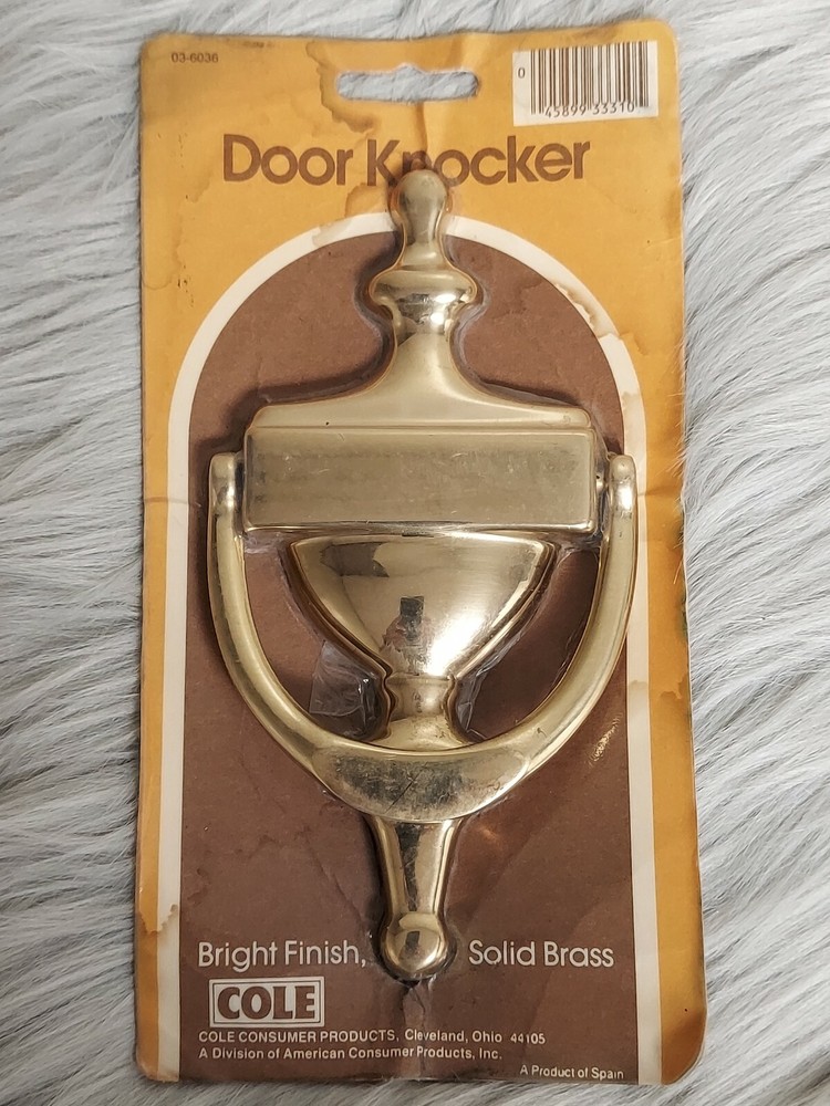Cole Solid Brass Bright Finish Door Knocker  NEW