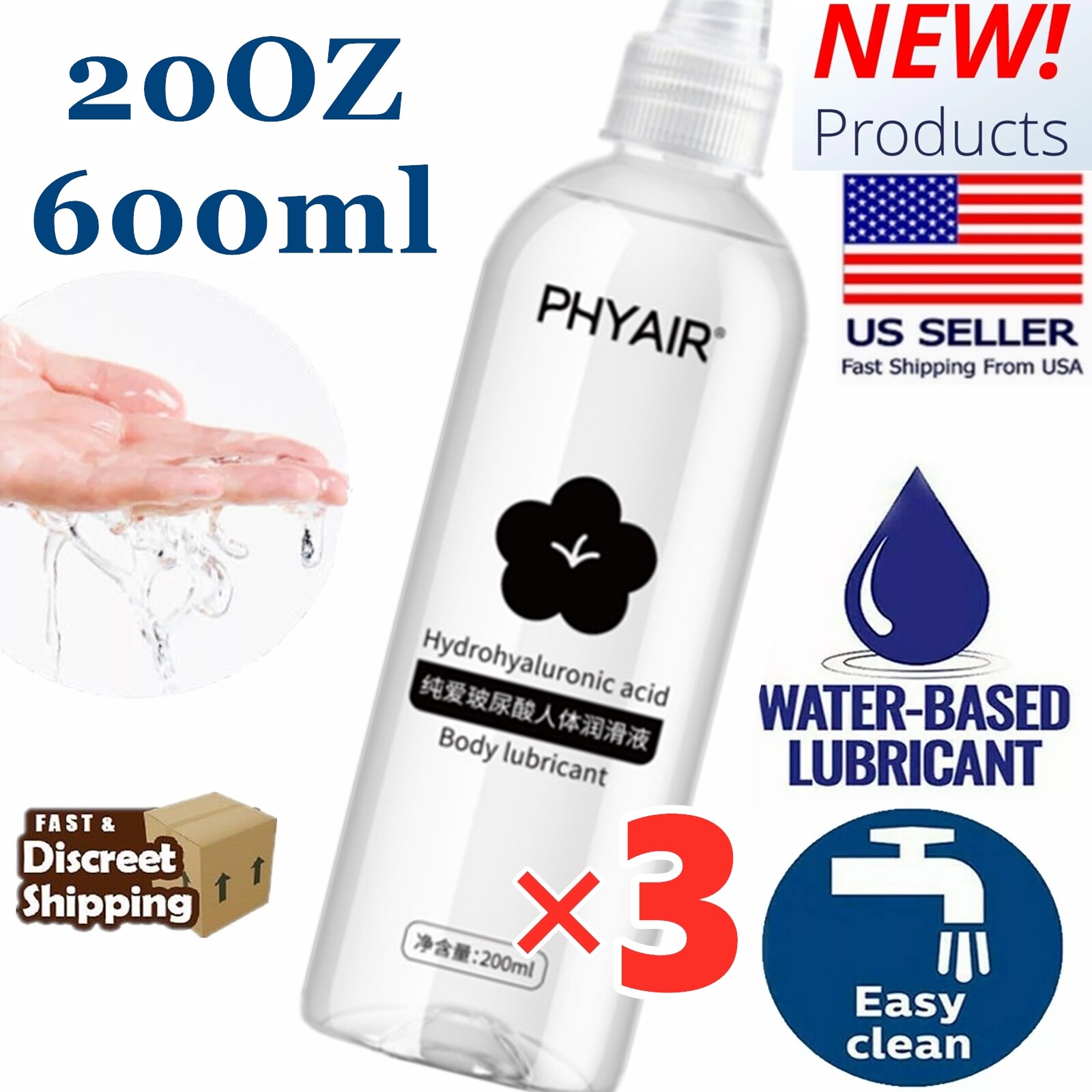 Lube Personal Sex Lubricant Water-Based Long Lasting Easy Clean Women Men Adult