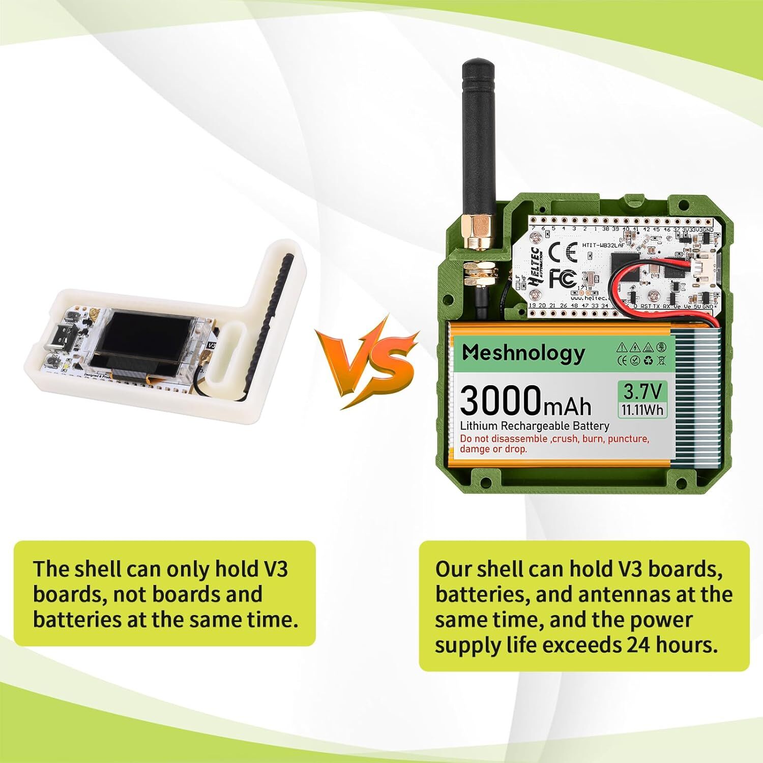 2 Sets 915MHz LoRa V3 ESP32 OLED Board + Antenna +Battery + Case for Meshtastic