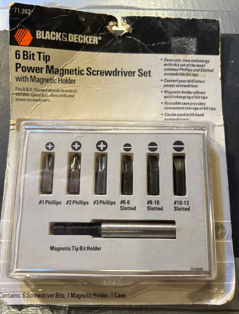 BLACK & DECKER 6 BIT - TIP POWER MAGNETIC SCREWDRIVER SET - IN ORIGINAL PKG.