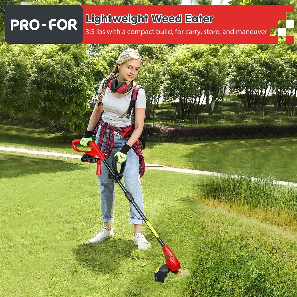 20V Lightweight Stringless Grass Trimmer, Battery Powered Weed Eater, Cordles...