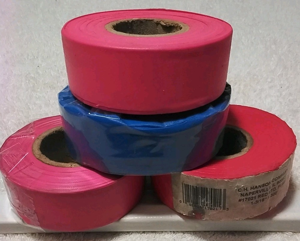 4PC CH HANSON 1-3/16"×300' ASSORTED COLORS FLAGGING TAPE