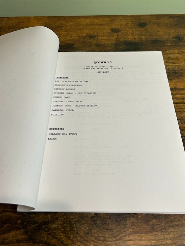 Grownish first episode 101 Late Registration TV script ABC 2017