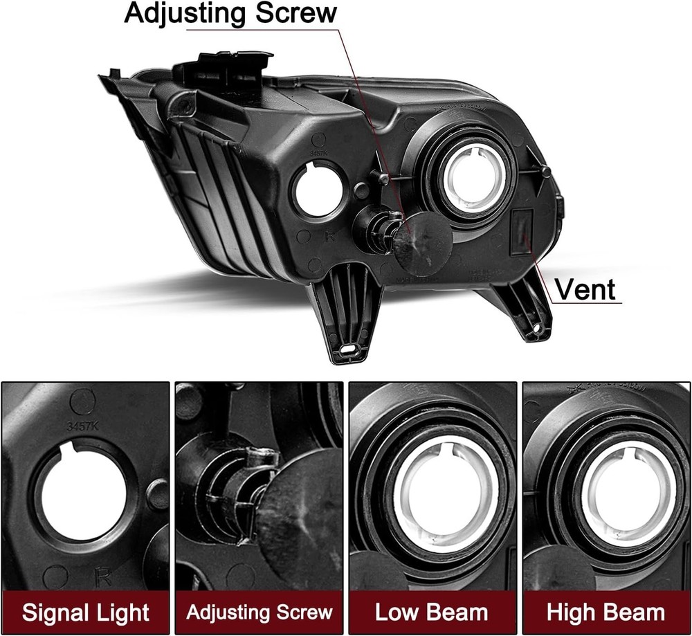 Halogen Headlight Assembly Replacement w/Bulbs for 2010-2014 Ford Mustan