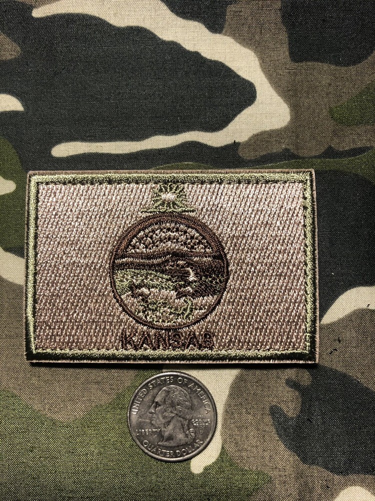 KANSAS STATE FLAG PATCH TACTICAL SUBDUED WITH HOOK BACK