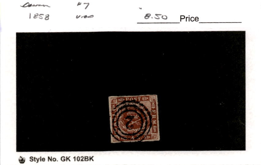 Denmark, Postage Stamp, #7 Used, 1854 Royal Emblem (AB)