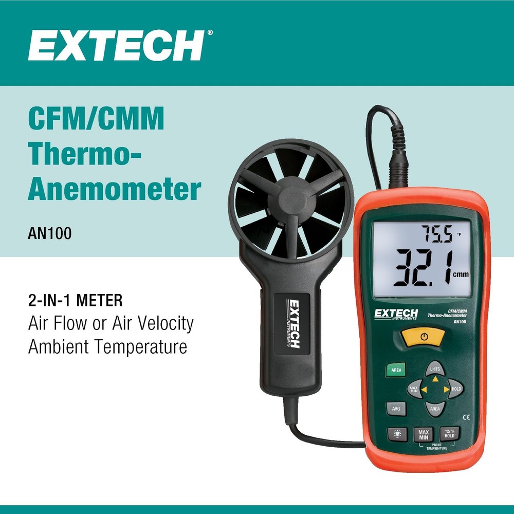 Extech AN100 CFM/CMM Mini Thermo-Anemometer