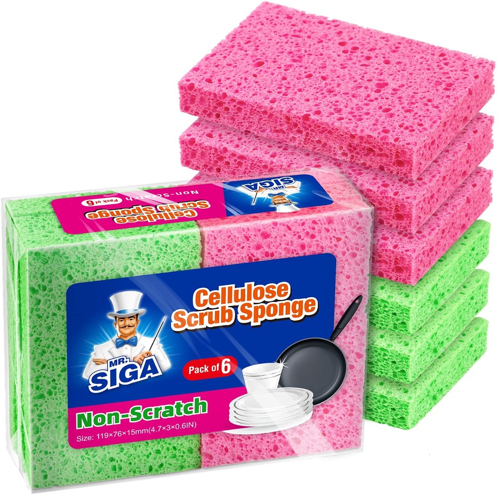 MR.SIGA Scrub Sponges, Non-Scratch, 12 Pack