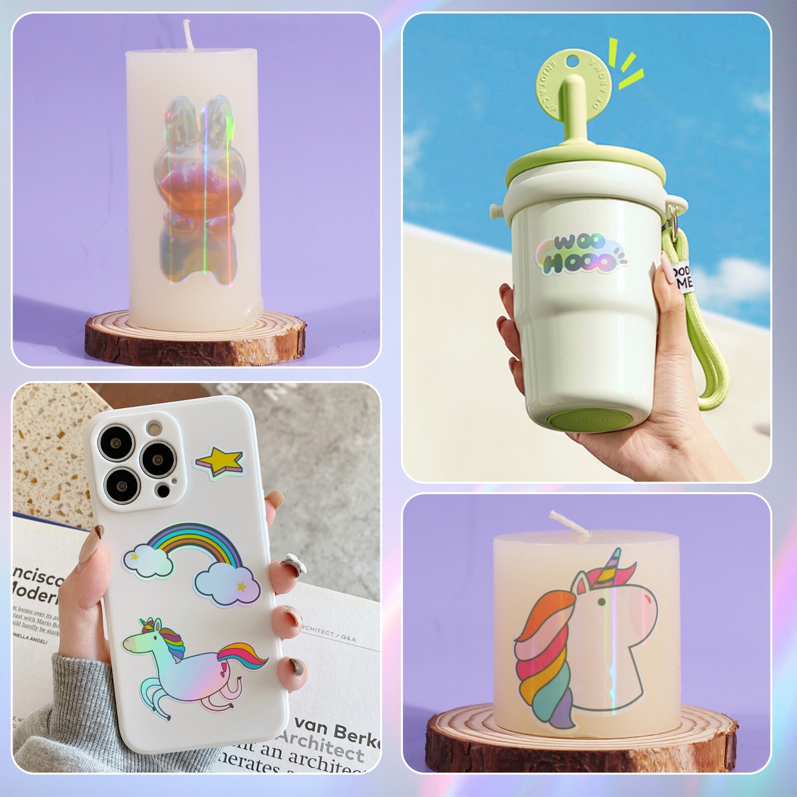 Koala Clear Rainbow Holographic Sticker Paper for Inkjet +Laser Printers 8.5x11