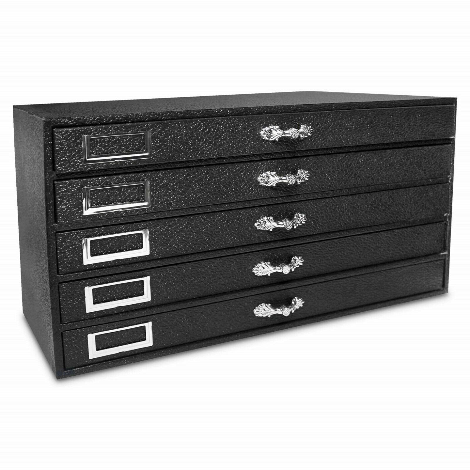 Novel Box 5 Drawer Jewelry Hobby Organizer Display Case w/Grey Flocked Compart