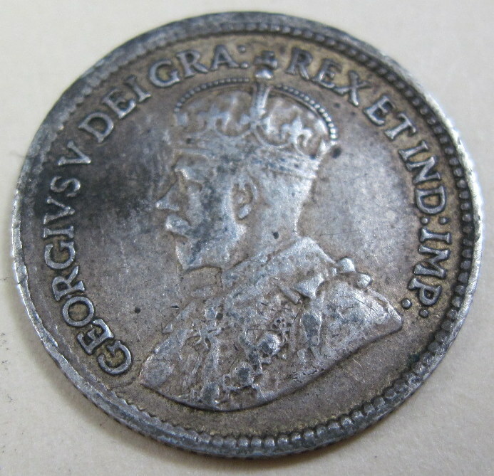 1919 silver Canada Five Cents (#223d)