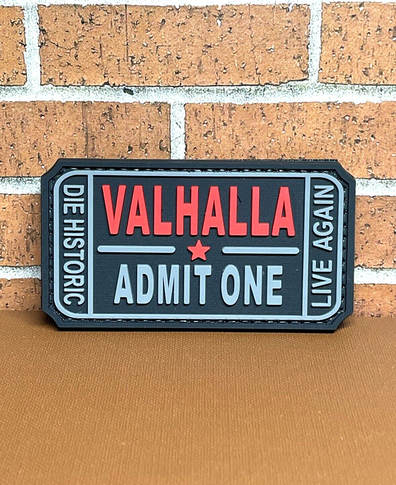 Tactical Gun Patch - Valhalla Admit One PVC Patch - Hooked Back Morale Patch
