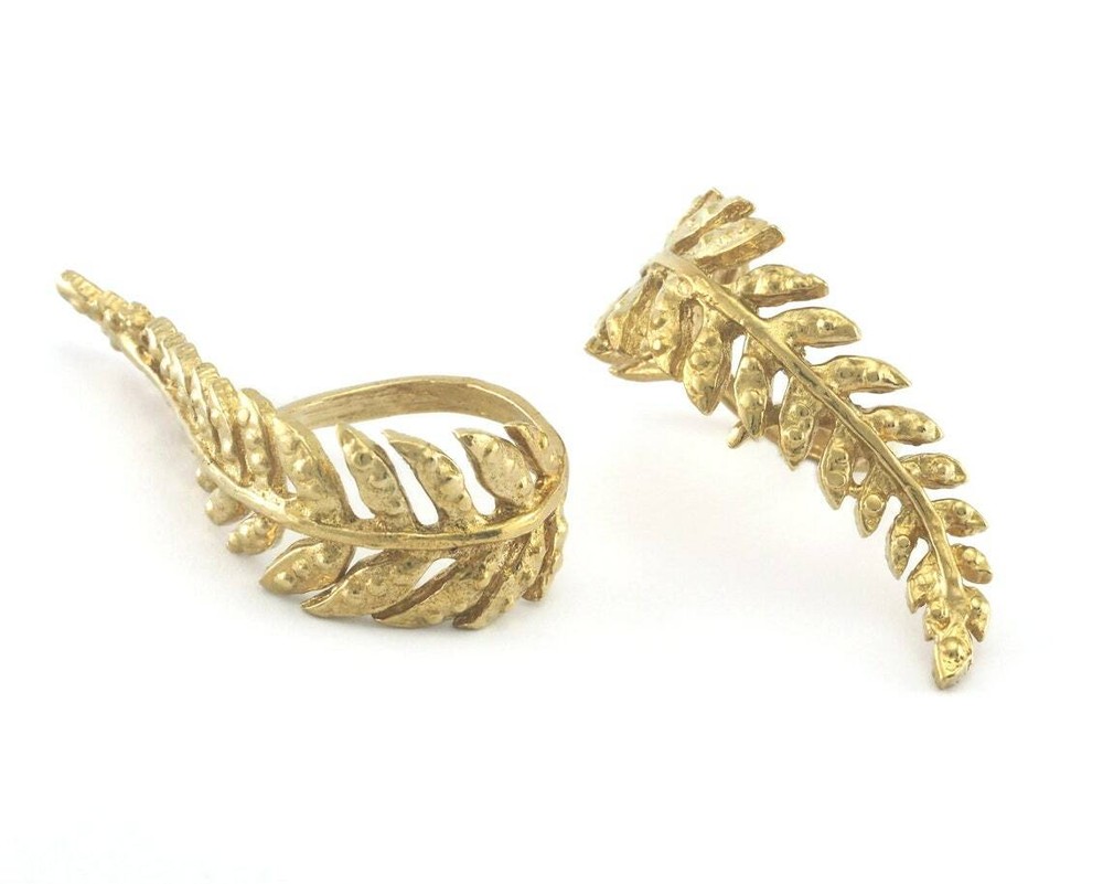 Leaf Ring Adjustable Raw brass (20mm 10US inner size) 3263