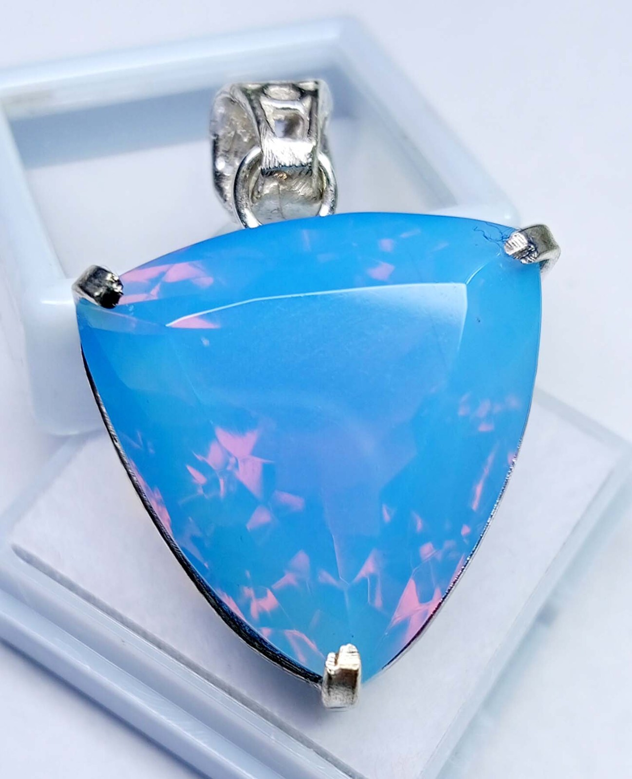 Trillion Cut Pendant 54.25 Ct Opal Blue Natural Loose Gemstone Locket Certified