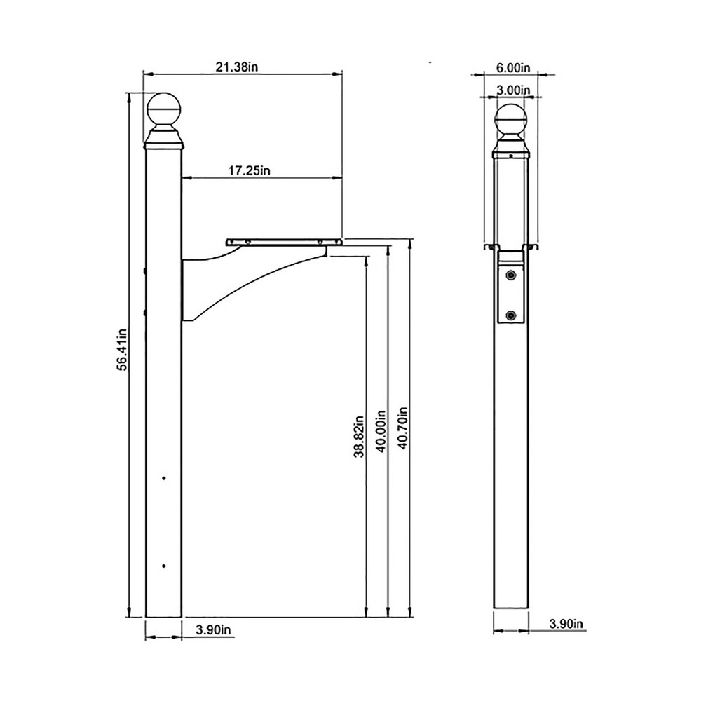 Architectural Mailboxes Landover Aluminum Mailbox Post, Black