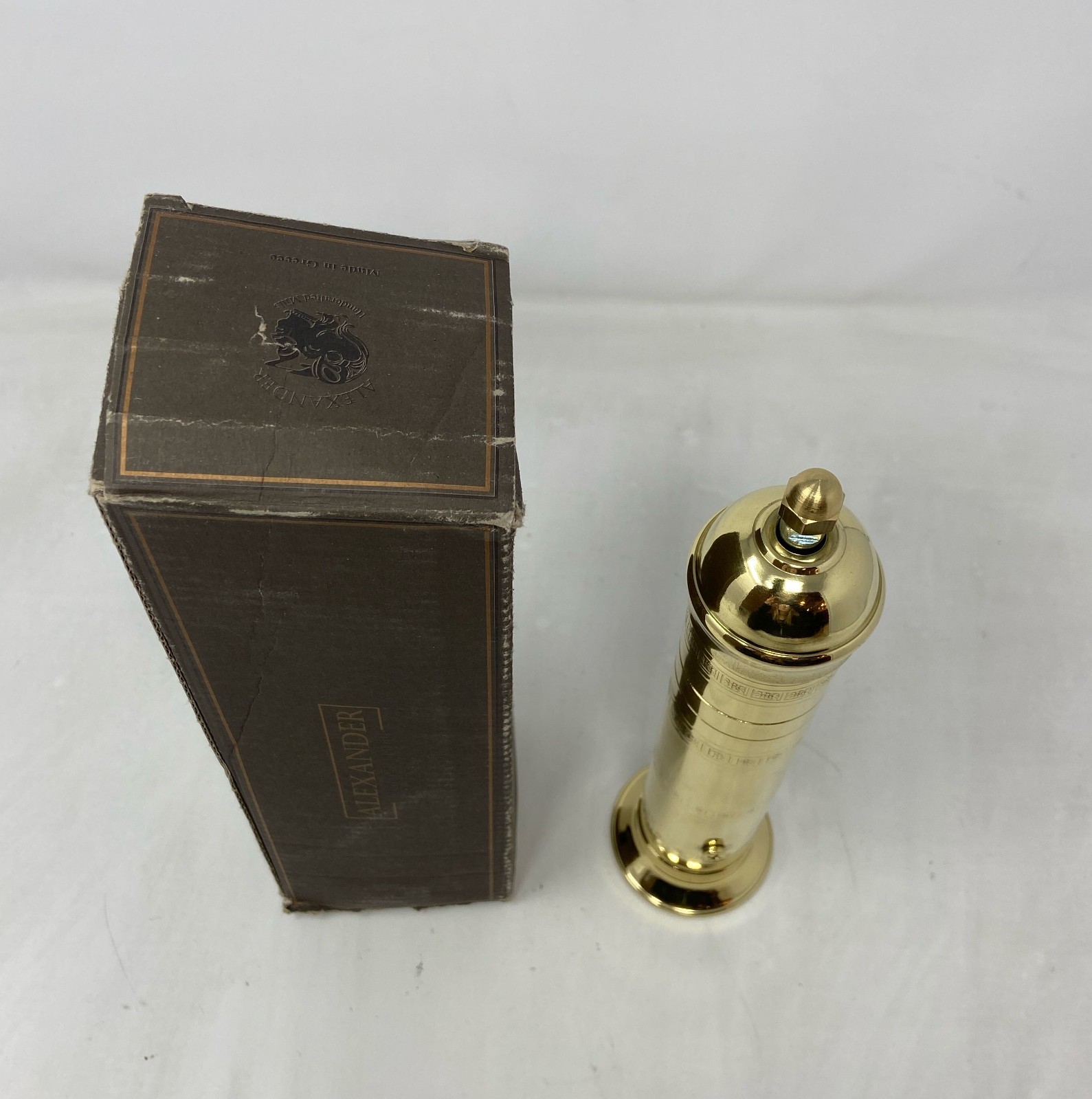 Alexander Home Original Greek Pepper Mill - 9-Inch Brass Manual Grinder